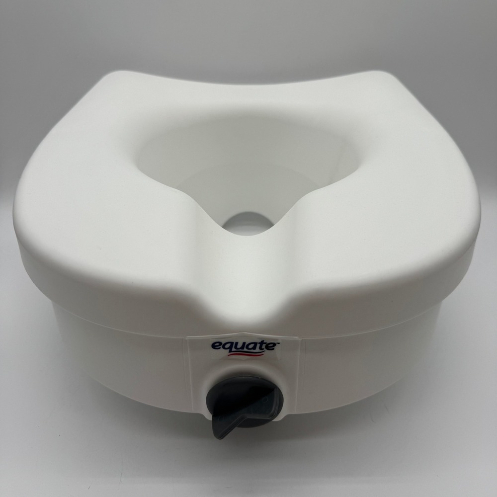 Equate Raised Toilet Seat with Padded Arms 5 Inch Riser White 350lb Cap